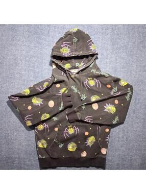 Rick And Morty Size Small Hooded Sweatshirt, All Over Print Cotton Blend Hoodie
